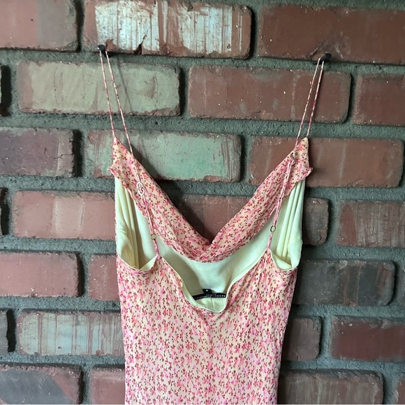 VTG Betsey Johnson Peach Floral Print Beaded Hem Sleeveless Dress Sz 8 PETITE - Picture 14 of 15